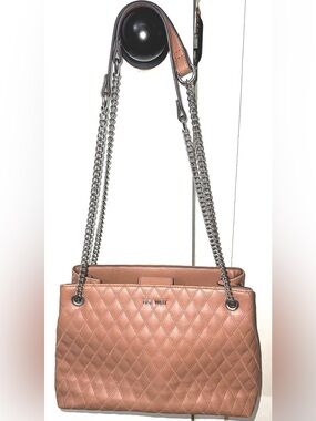 Nine West Women's Rutledge Satchel Pink Quilted Chain Strap